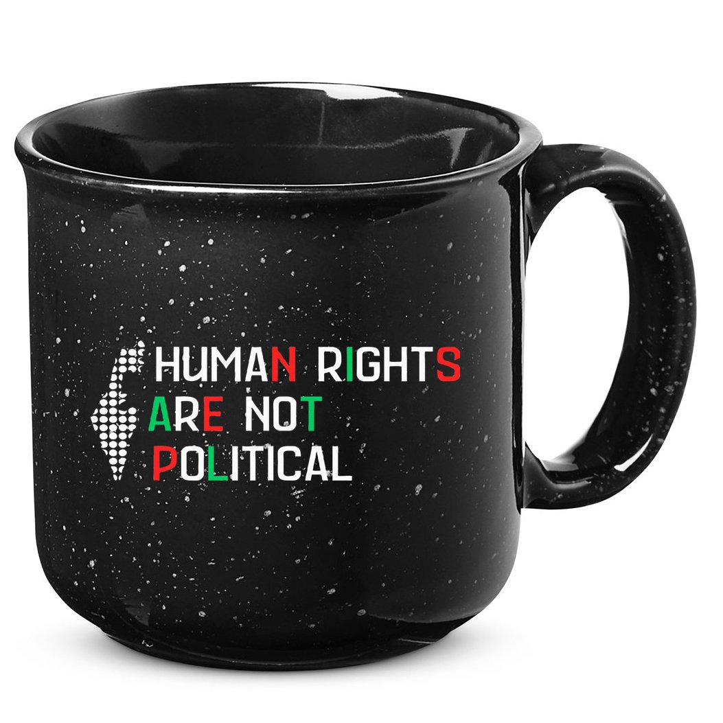 retro Human Rights Are Not Political Support Palestine  15oz Campfire Ceramic Mug