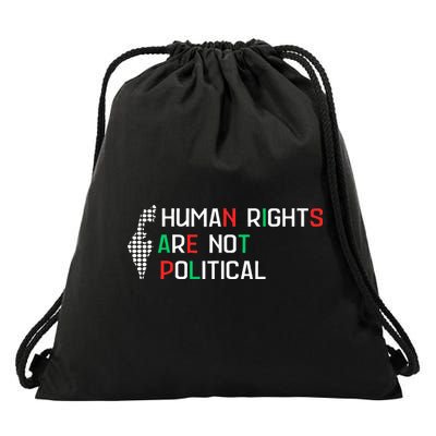 retro Human Rights Are Not Political Support Palestine  Drawstring Bag