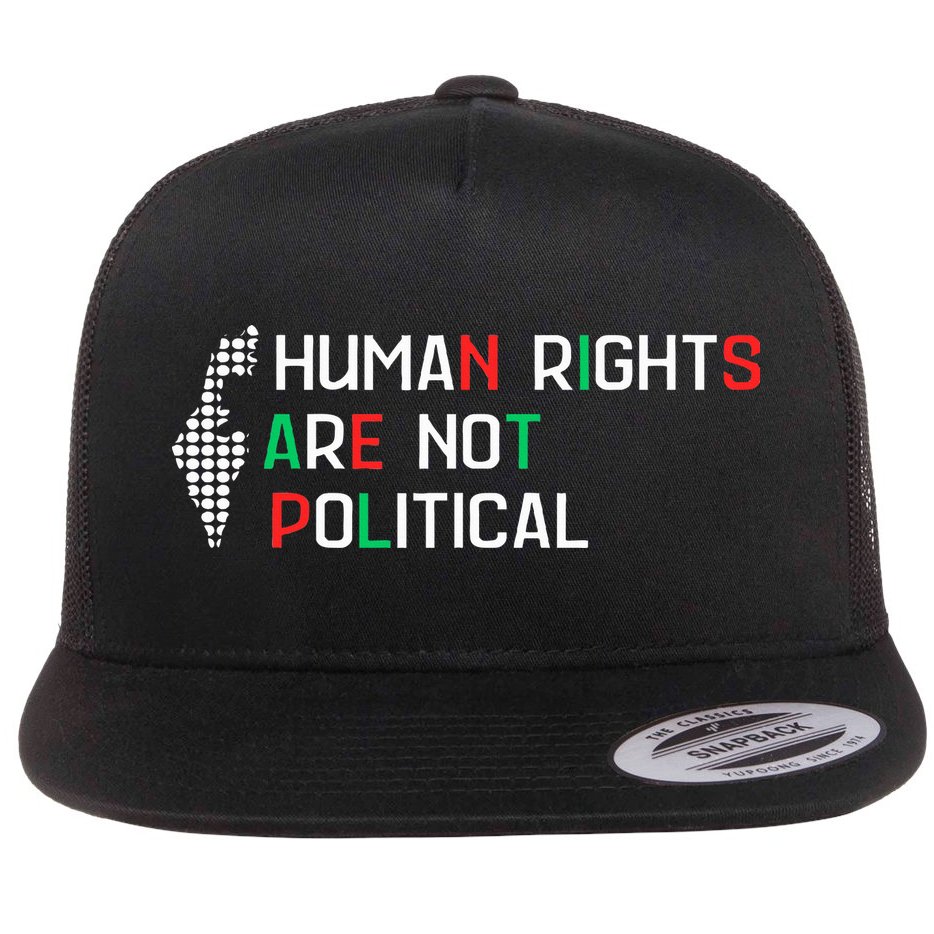 retro Human Rights Are Not Political Support Palestine  Flat Bill Trucker Hat