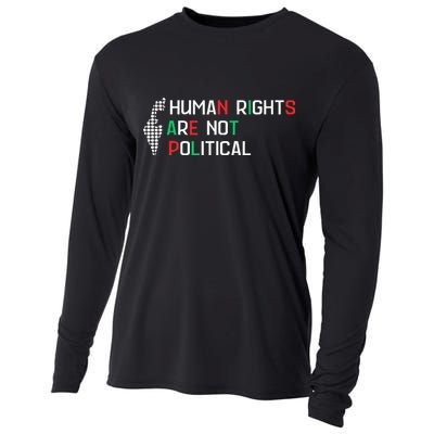 retro Human Rights Are Not Political Support Palestine  Cooling Performance Long Sleeve Crew