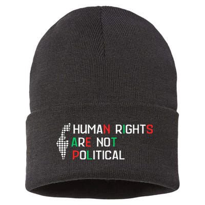 retro Human Rights Are Not Political Support Palestine  Sustainable Knit Beanie