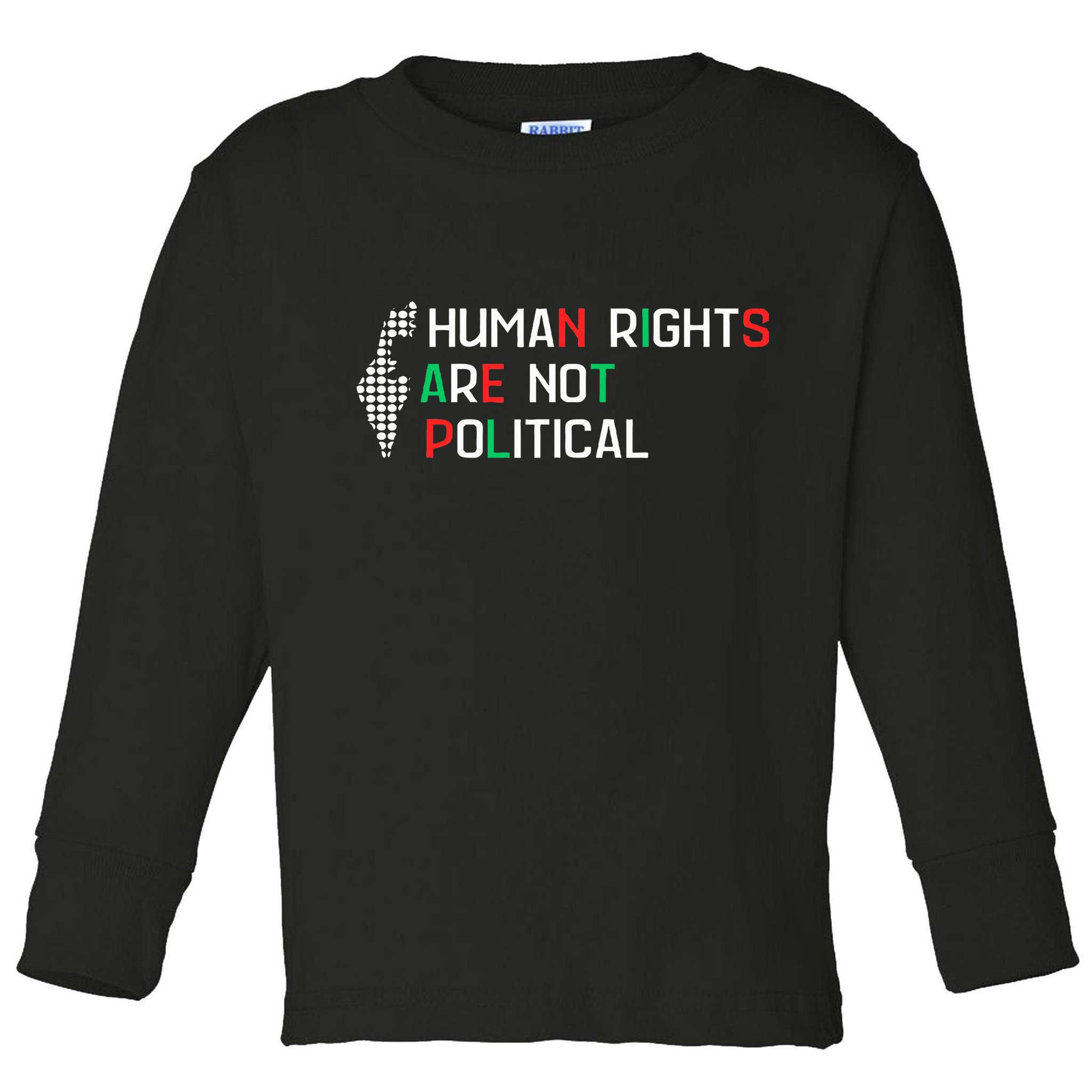 retro Human Rights Are Not Political Support Palestine  Toddler Long Sleeve Shirt