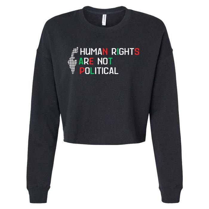 retro Human Rights Are Not Political Support Palestine  Cropped Pullover Crew