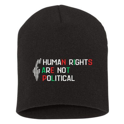 retro Human Rights Are Not Political Support Palestine  Short Acrylic Beanie