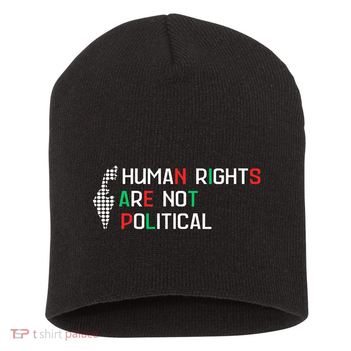 retro Human Rights Are Not Political Support Palestine  Short Acrylic Beanie