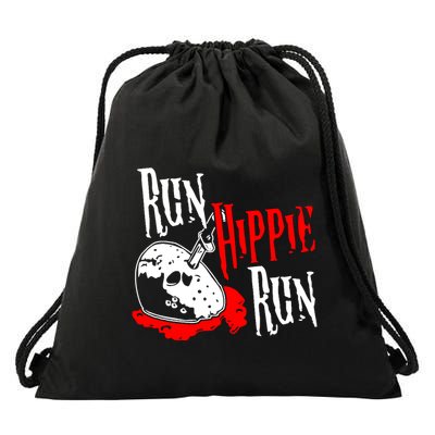 Run Hippie Run Drawstring Bag