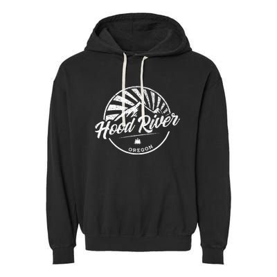 Retro Hood River Oregon Garment-Dyed Fleece Hoodie