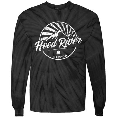 Retro Hood River Oregon Tie-Dye Long Sleeve Shirt