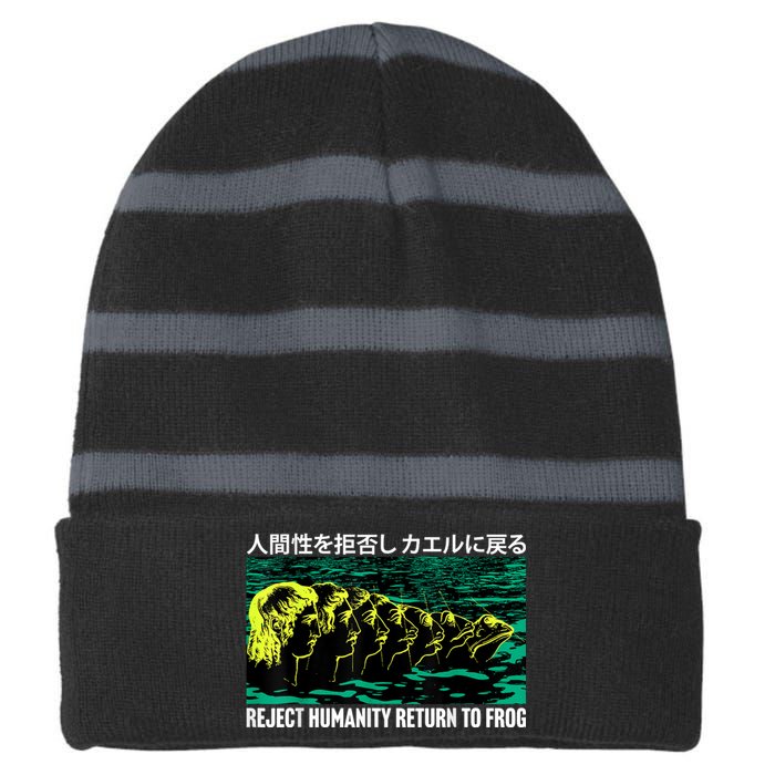 Reject Humanity Return To Frog Japanese Striped Beanie with Solid Band