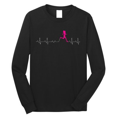 Runners Heartbeat Running Heartbeat Funny For Women Long Sleeve Shirt