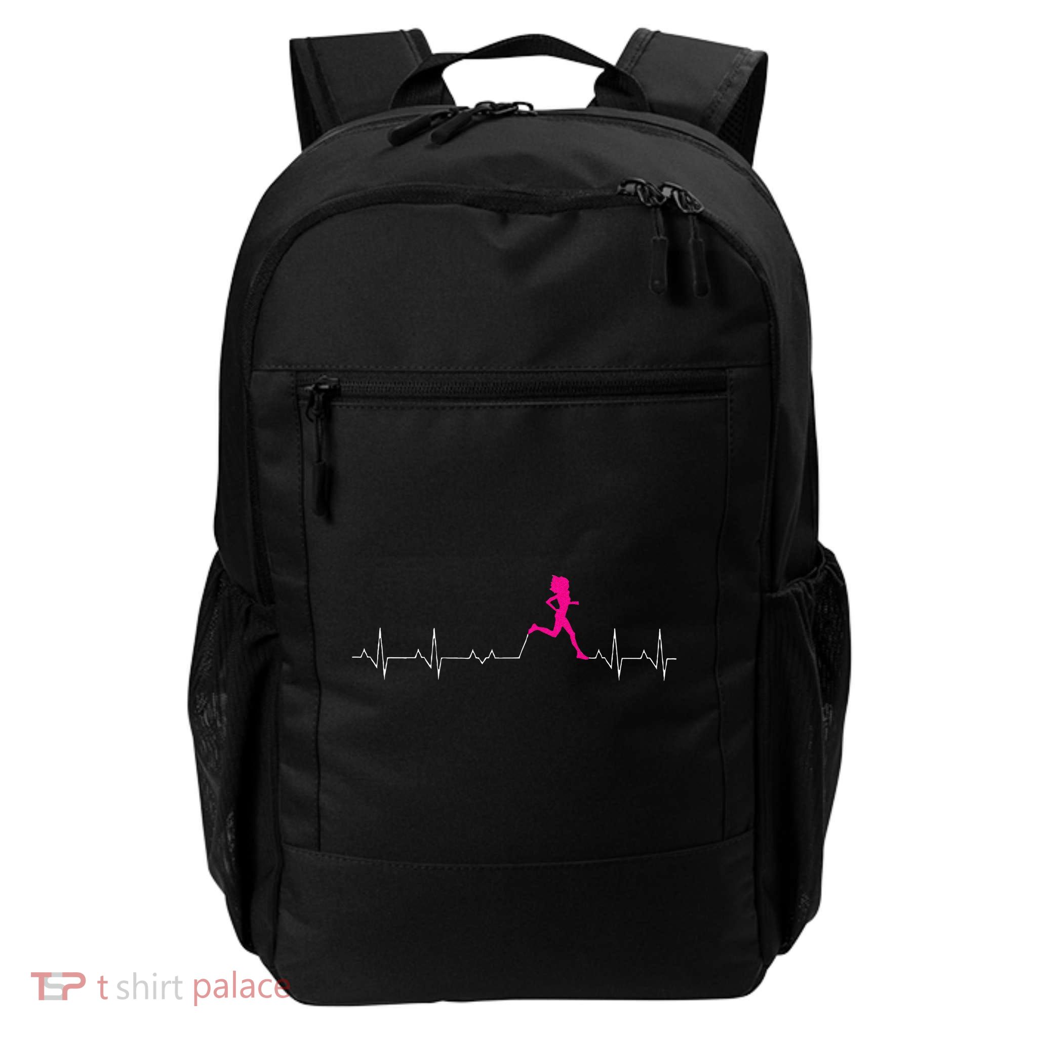 Runners Heartbeat Running Heartbeat Funny For Women Daily Commute Backpack