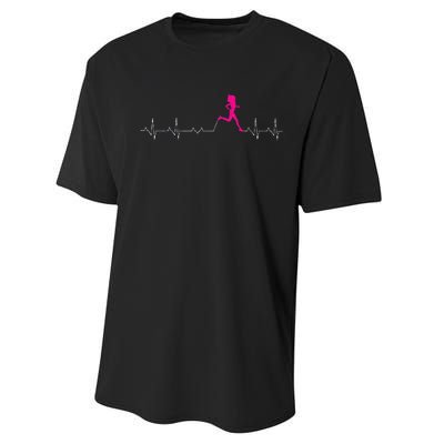 Runners Heartbeat Running Heartbeat Funny For Women Performance Sprint T-Shirt