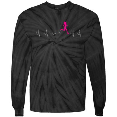 Runners Heartbeat Running Heartbeat Funny For Women Tie-Dye Long Sleeve Shirt