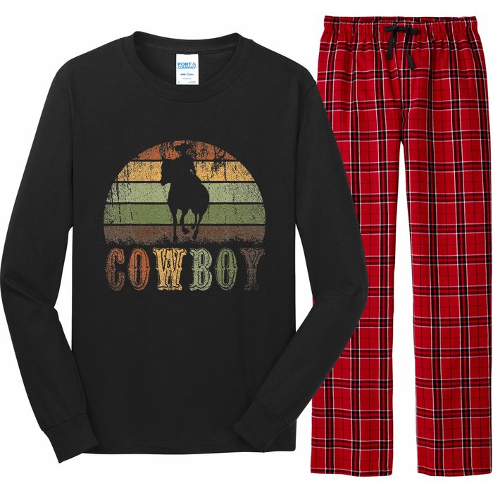 Retro Horseback Riding Rodeo Western Line Dance Horse Cowboy Long Sleeve Pajama Set