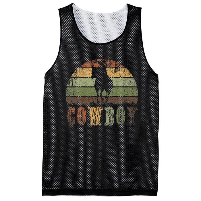 Retro Horseback Riding Rodeo Western Line Dance Horse Cowboy Mesh Reversible Basketball Jersey Tank