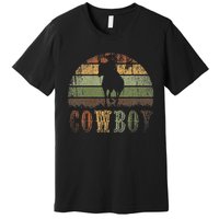 Retro Horseback Riding Rodeo Western Line Dance Horse Cowboy Premium T-Shirt