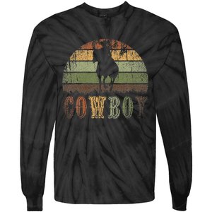 Retro Horseback Riding Rodeo Western Line Dance Horse Cowboy Tie-Dye Long Sleeve Shirt