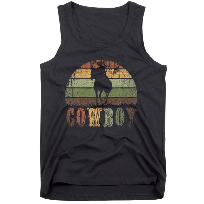 Retro Horseback Riding Rodeo Western Line Dance Horse Cowboy Tank Top