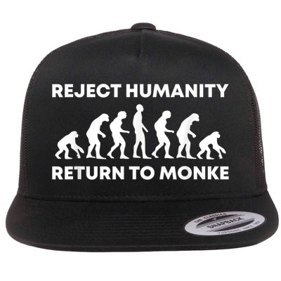Reject Humanity Return To Monke Funny Meme Monkey Evolution Flat Bill Trucker Hat