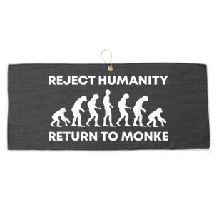 Reject Humanity Return To Monke Funny Meme Monkey Evolution Large Microfiber Waffle Golf Towel