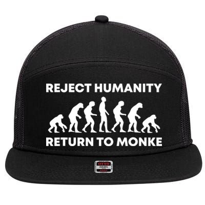 Reject Humanity Return To Monke Funny Meme Monkey Evolution 7 Panel Mesh Trucker Snapback Hat