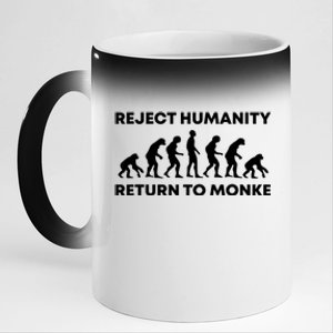 Reject Humanity Return To Monke Funny Meme Monkey Evolution 11oz Black Color Changing Mug