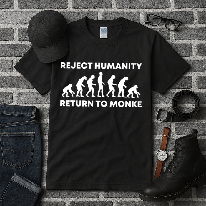 Reject Humanity Return To Monke Funny Meme Monkey Evolution Tall T-Shirt