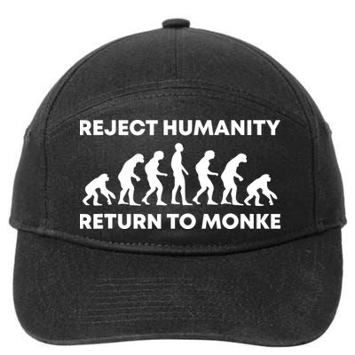 Reject Humanity Return To Monke Funny Meme Monkey Evolution 7-Panel Snapback Hat