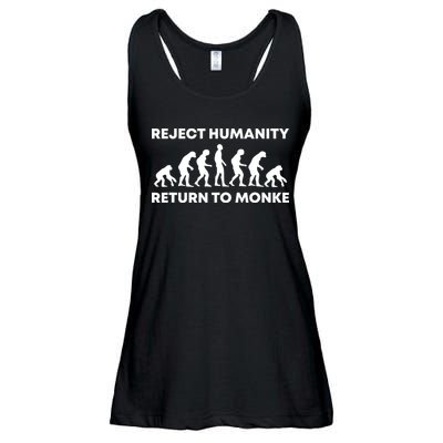Reject Humanity Return To Monke Funny Meme Monkey Evolution Ladies Essential Flowy Tank