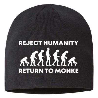 Reject Humanity Return To Monke Funny Meme Monkey Evolution Sustainable Beanie