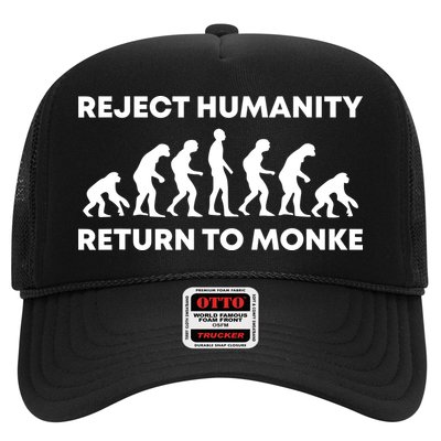 Reject Humanity Return To Monke Funny Meme Monkey Evolution Trucker Hat