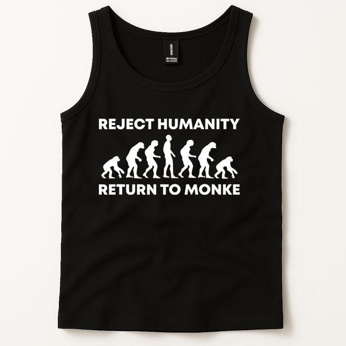 Reject Humanity Return To Monke Funny Meme Monkey Evolution Tank Top
