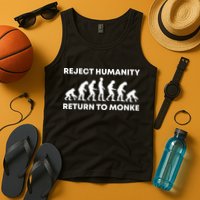 Reject Humanity Return To Monke Funny Meme Monkey Evolution Tank Top