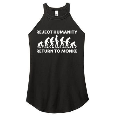 Reject Humanity Return To Monke Funny Meme Monkey Evolution Women's Perfect Tri Rocker Tank