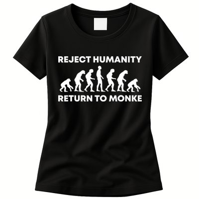 Reject Humanity Return To Monke Funny Meme Monkey Evolution Womens T-Shirt