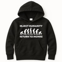 Reject Humanity Return To Monke Funny Meme Monkey Evolution Kids Hoodie