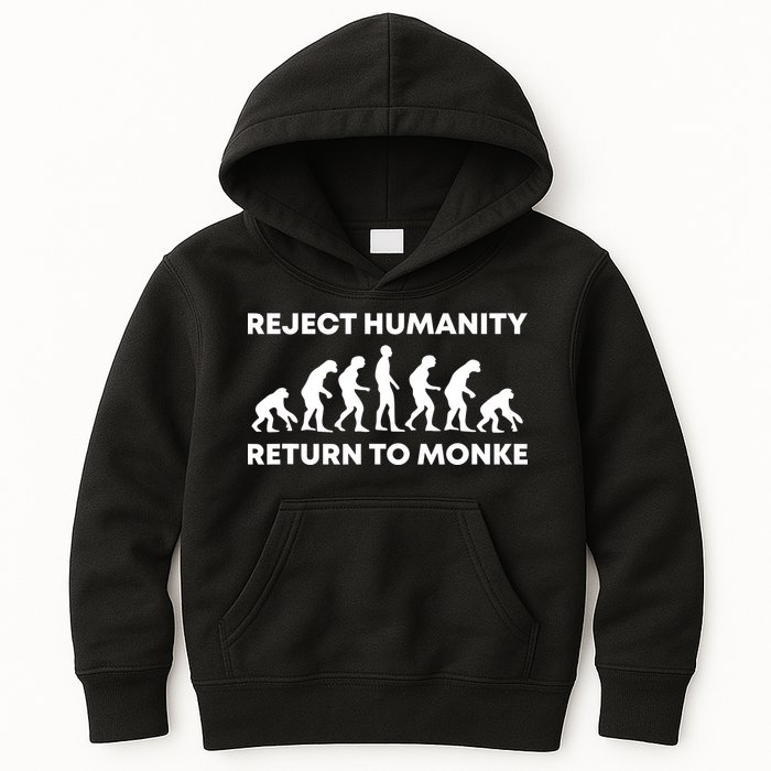 Reject Humanity Return To Monke Funny Meme Monkey Evolution Kids Hoodie