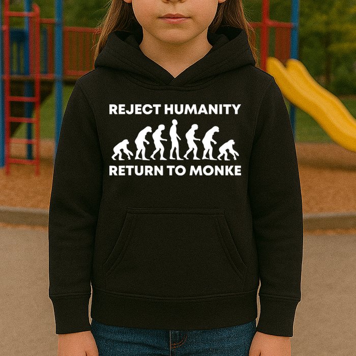 Reject Humanity Return To Monke Funny Meme Monkey Evolution Kids Hoodie