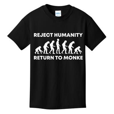Reject Humanity Return To Monke Funny Meme Monkey Evolution Kids T-Shirt