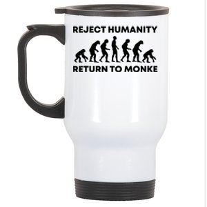 Reject Humanity Return To Monke Funny Meme Monkey Evolution Stainless Steel Travel Mug