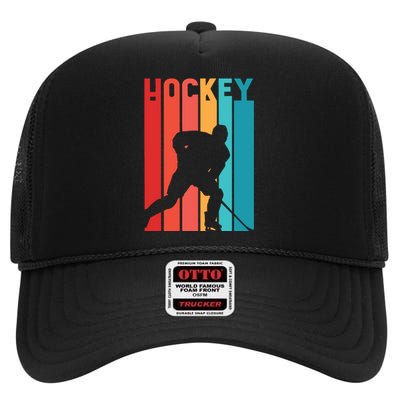 Retro Hockey High Crown Mesh Back Trucker Hat