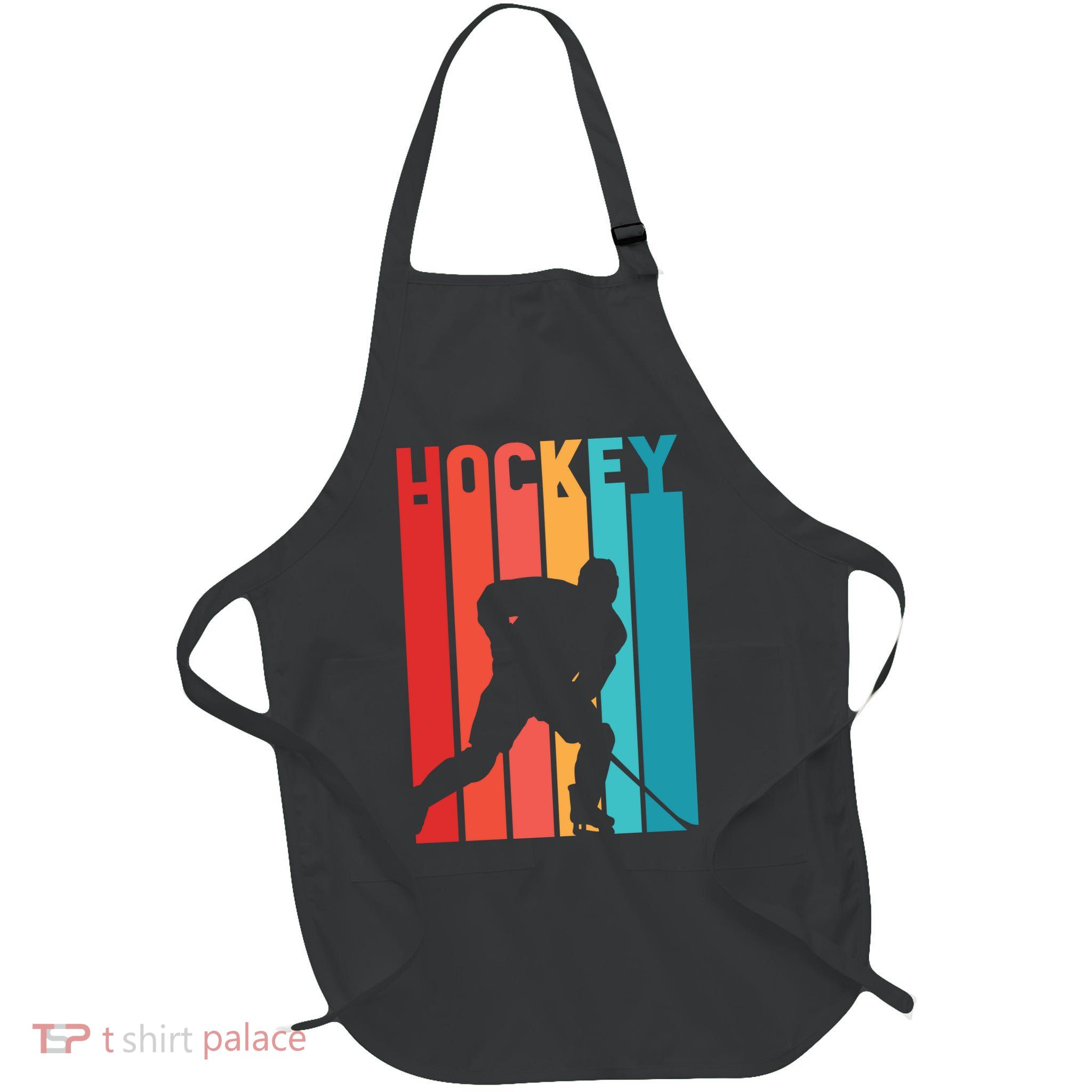 Retro Hockey Full-Length Apron With Pockets