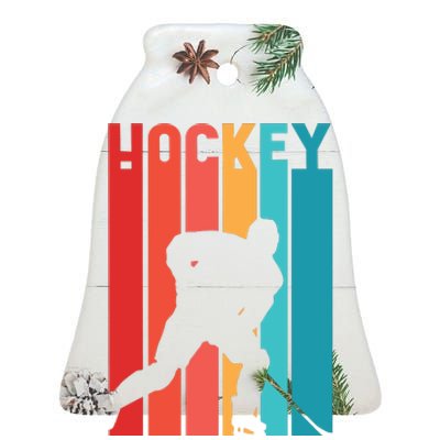 Retro Hockey Ceramic Bell Ornament