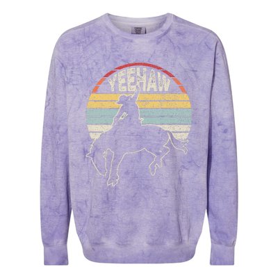 Retro Horse Riding Yeehaw Rodeo Cowboy Western Country Colorblast Crewneck Sweatshirt