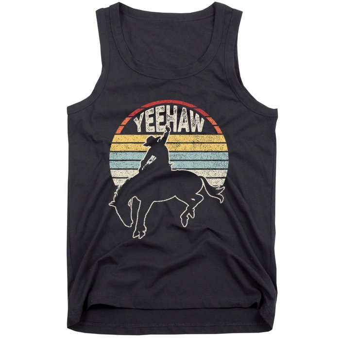 Retro Horse Riding Yeehaw Rodeo Cowboy Western Country Tank Top