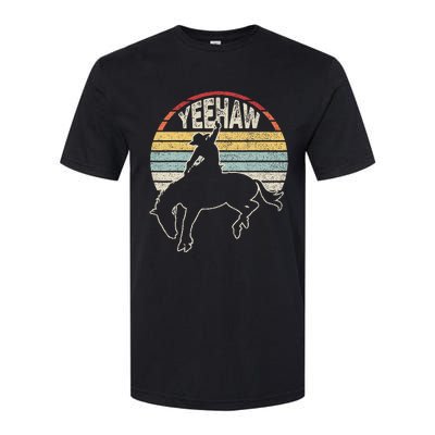 Retro Horse Riding Yeehaw Rodeo Cowboy Western Country Softstyle CVC T-Shirt