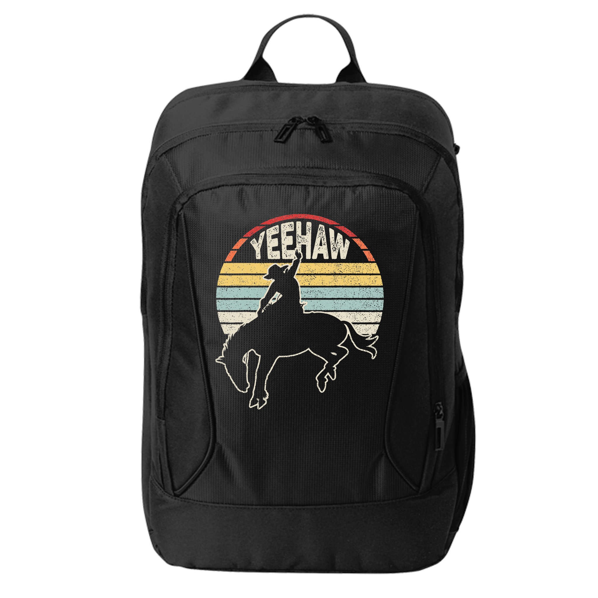 Retro Horse Riding Yeehaw Rodeo Cowboy Western Country City Backpack