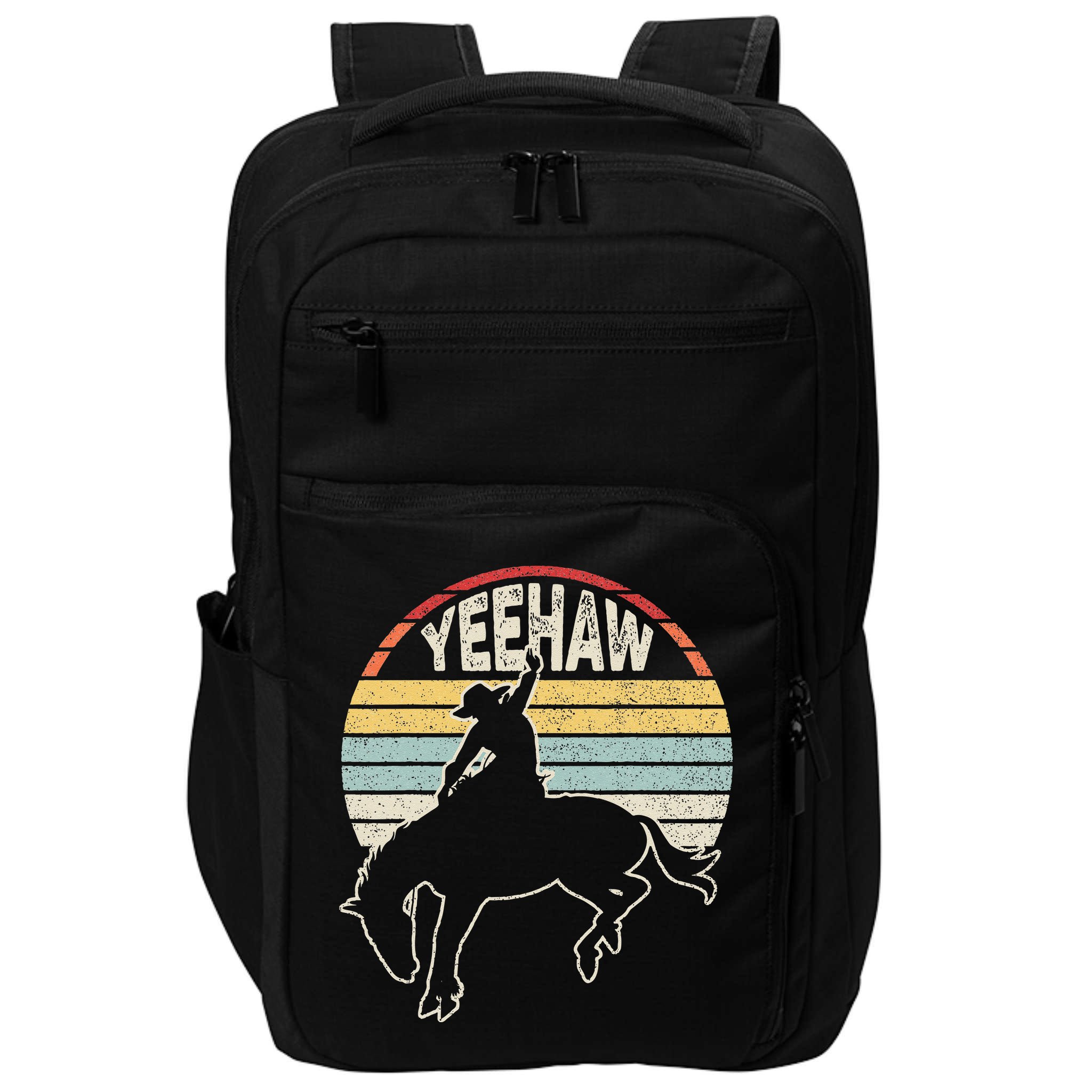 Retro Horse Riding Yeehaw Rodeo Cowboy Western Country Impact Tech Backpack