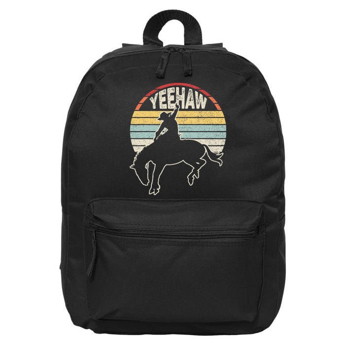 Retro Horse Riding Yeehaw Rodeo Cowboy Western Country 16 in Basic Backpack