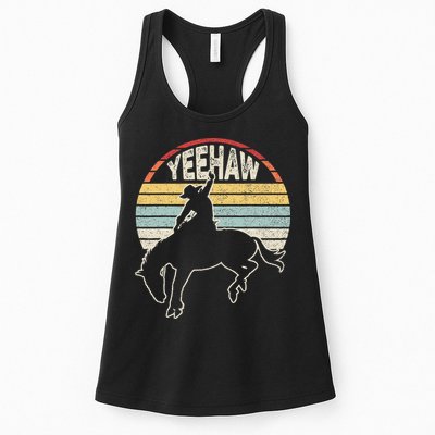 Retro Horse Riding Yeehaw Rodeo Cowboy Western Country Womens Tank Top